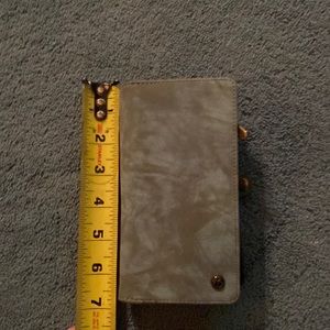 Green soft leather iPhone (fits 11 pro max) cover with magnet, wallet.